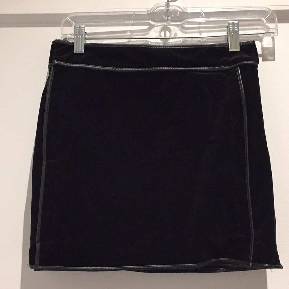 DVF leather and velvet mini skirt